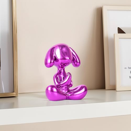 Estatua de Perro Globo en Pose de Meditación Morada miniatura 4