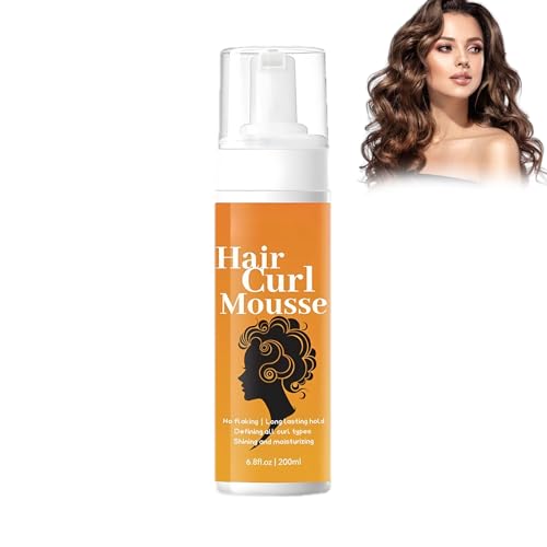 Schiuma resistente per una definizione duratura e ricci naturali, schiuma di controllo dell'crespo per capelli ricci e ondulati, ideale per lo styling quotidiano, 200 ml