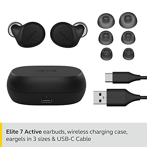Image of Jabra Elite 7 Active In-Ear Bluetooth Truly Wireless Waterproof Sports In Ear Earbuds With Mic, Active Noise Cancellation, Multipoint Connectivity And Shakegrip, Active Fit - Black