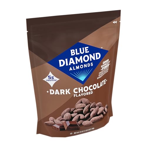 Image of Blue Diamond Almonds, Oven Roasted Dark Chocolate Flavored Snack Nuts, Plant-Based Protein and Fiber, Perfect for Events, Holidays, Parties, and Lunch, Guilt-Free Snacking with Real Cocoa, 25 Oz Resealable Bag (Pack of 1)