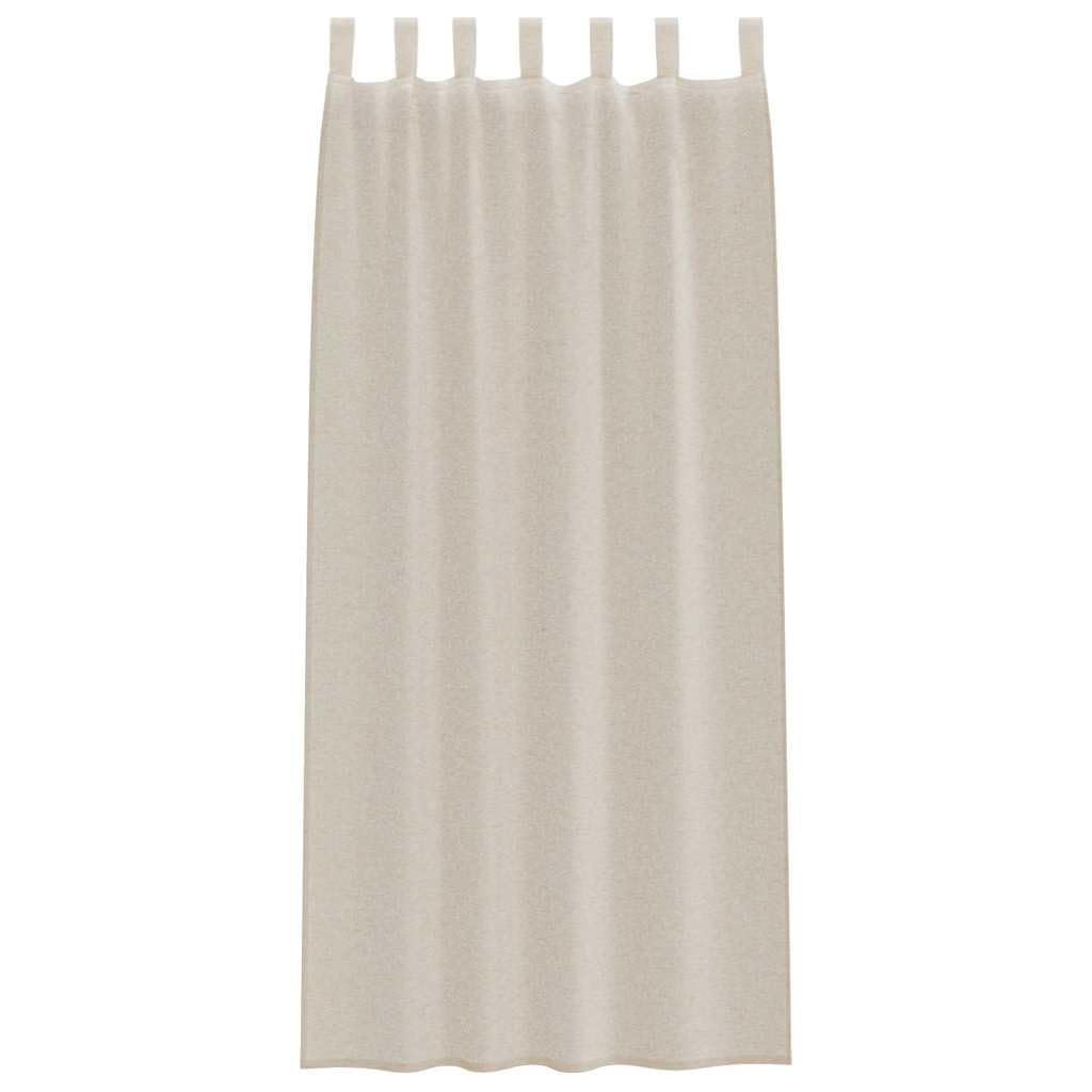 Voile-Vorhang Sand 260 x 140 cm Polyester 2 Stück mit Schlaufenschal für Wohnzimmer und Schlafzimmer, Blickdichte Vorhänge mit Ösen, Waschbare Gardinen für Küche, Thermovorhänge