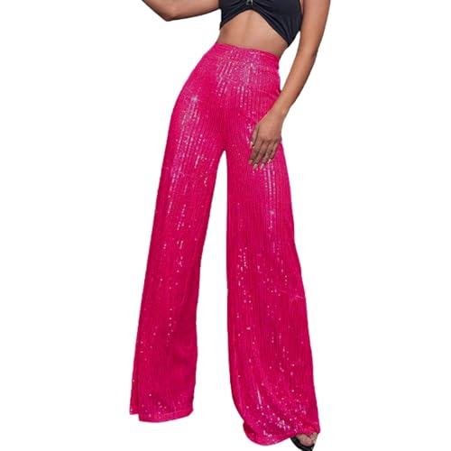 Pantalon à paillettes femme bootcut large et extensible grande taille