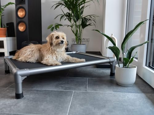 TrendPet HighBed hochwertiges erhöhtes Hundebett, Premium Hochbett, Hundeliege aus eloxiertem Aluminium (75x55cm)