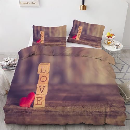 Parure de Lit 220x240 Amour en Microfibre Douce avec Fermeture Éclair Invisible - 2