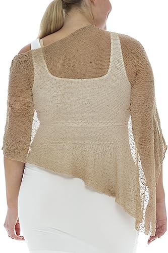 Image of Back From Bali Womens Plus Size Sheer Poncho Shrug - Lightweight Knit Pullover Bolero Sweater 2X 3X 4X