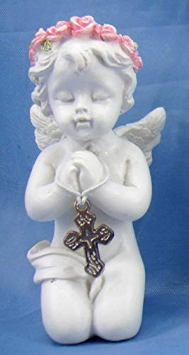 Puckator Figurine chérubin Ange Blanc avec Couronne prière Statue Statuette Mariage baptême Noël déco 6.5cm