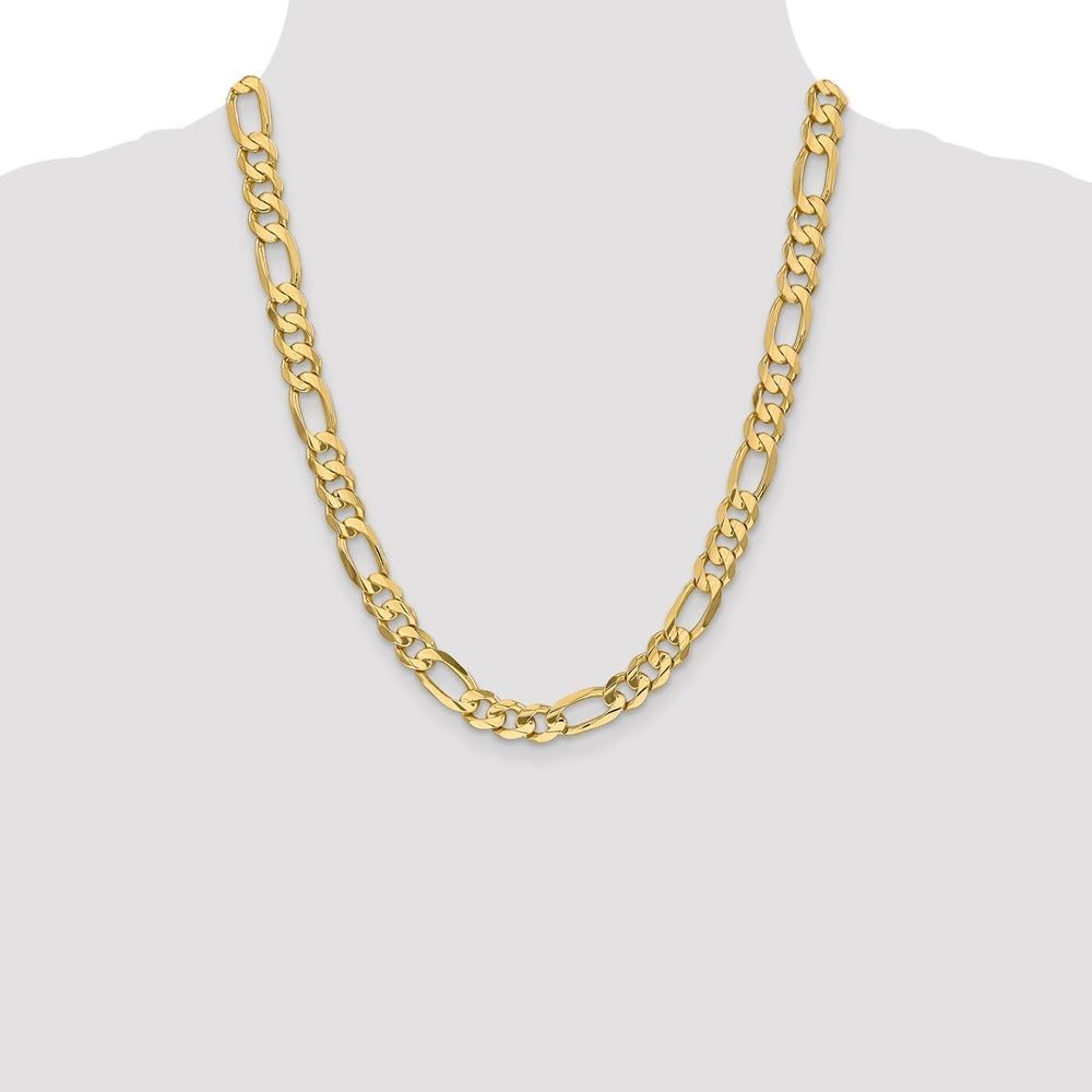 14K Yellow Gold 8.75mm Concave Open Figaro Chain Necklace - Image 3