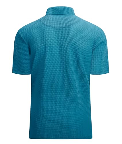 Alex Vando Mens Bubble Jacquard Polo Shirt Super Stretch Short Sleeve Polo Shirts for Men