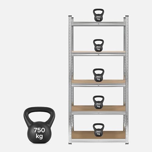 Rebel Electro Metallregal Magazin 5 Böden Garageregal 150x70x30 Silber RB-1255