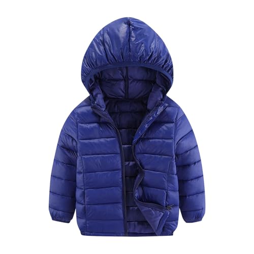 duxyoz Navy Kids Lightweight Down Jacket Boys Girls Winter Coats Hooded Lightweight Packable Padded Puffer Jacket Bubble Puffer Quilted Coat Teens Windbreaker Outwear With Pockets 3-4 Years