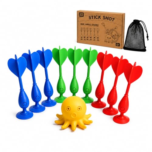 Fléchettes Ventouse Enfant Famille & Amis - 9 Fléchettes + Cible - Jeu d'Adresse Intérieur Type Pétanque - Multijoueur - Cadeau Garçon Fille 6+ - LETSPLAY...