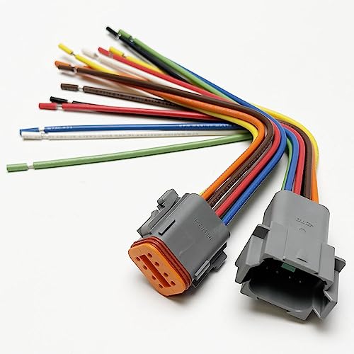 Deutsch DT 8-pin Pigtail Kit, 16AWG NMMA ABYC USCD Certified Boat RV Wire, 600V, Made in USA
