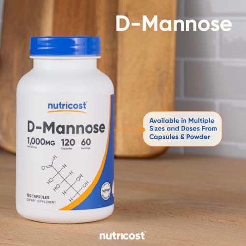 Image of Nutricost D-Mannose 1000mg Per Serving, 120 Capsules - 500mg Per Capsule, Urinary Tract Health, Non-GMO and Gluten Free (Pack of 2)