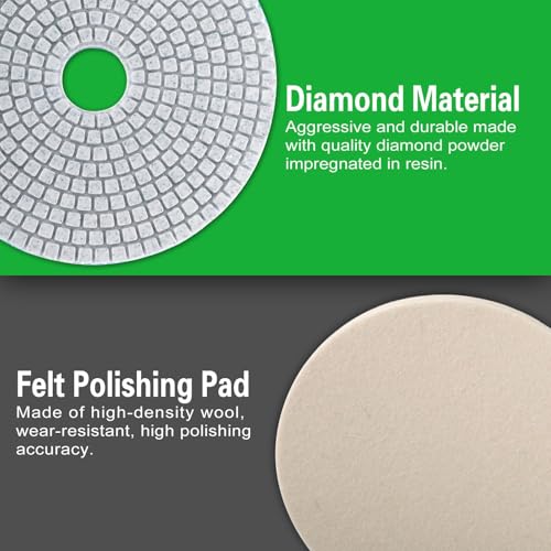 Image of 8PCS Diamond Polishing Pads 7 Inch, Wet /Dry Concrete Polish Tools Kit for Drill, Grinder, Polisher, 50-3000 Grit Polishing Set for Marble Granite Quartz Stone