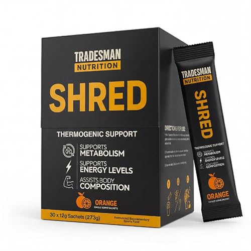 BAMBORA Tradesman Nutrition Shred - Thermogenic Support - Fat Burner Energy Drink - Orange Flavor (1 BOX)
