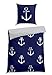 Produktbild Schiesser Wende-Bettwäsche-Set Marina aus weicher Baumwolle in maritimem Look, Farbe:Marine und Weiß, Größe:155 x 220 cm + 80 x 80 cm