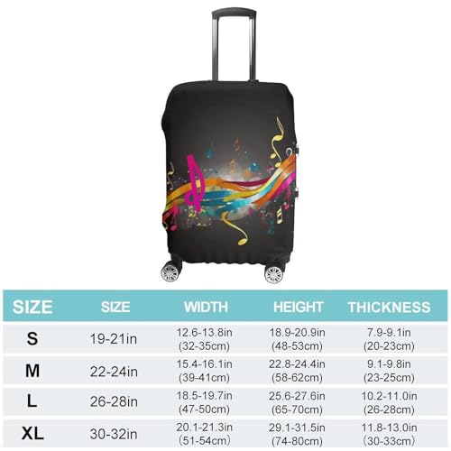 Colorful Musical Note Printed Luggage Cover Protector, Fits 18-32 Inch Luggage2