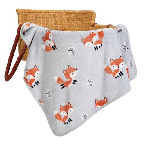 Image of TILLYOU Toddler Flannel Blanket - Warm Cozy Baby Blanket for Boys and Girls, Smooth Cute Lightweight Blanket for Bedding Crib Stroller, 40×50 inches, Fox Forest