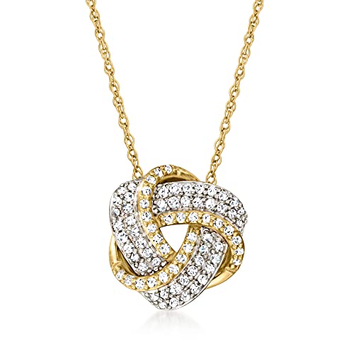 Ross-Simons 0.20 ct. t.w. Diamond Love Knot Pendant Necklace in 10kt Yellow Gold. 16 inches