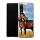 DeinDesign Coque en Silicone Compatible avec Sony Xperia X5 IV Etui Silicone Coque Souple Cheval Prairie Ciel