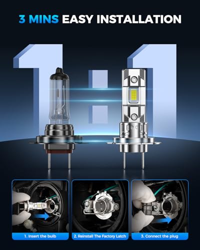 Image of Marsauto - H7 led lights for car- High-Performance H7 Led Bulb- 2 Bulbs | 1:1 Mini Size, 6500K Cool White, Plug and Play, IP68 Waterproof