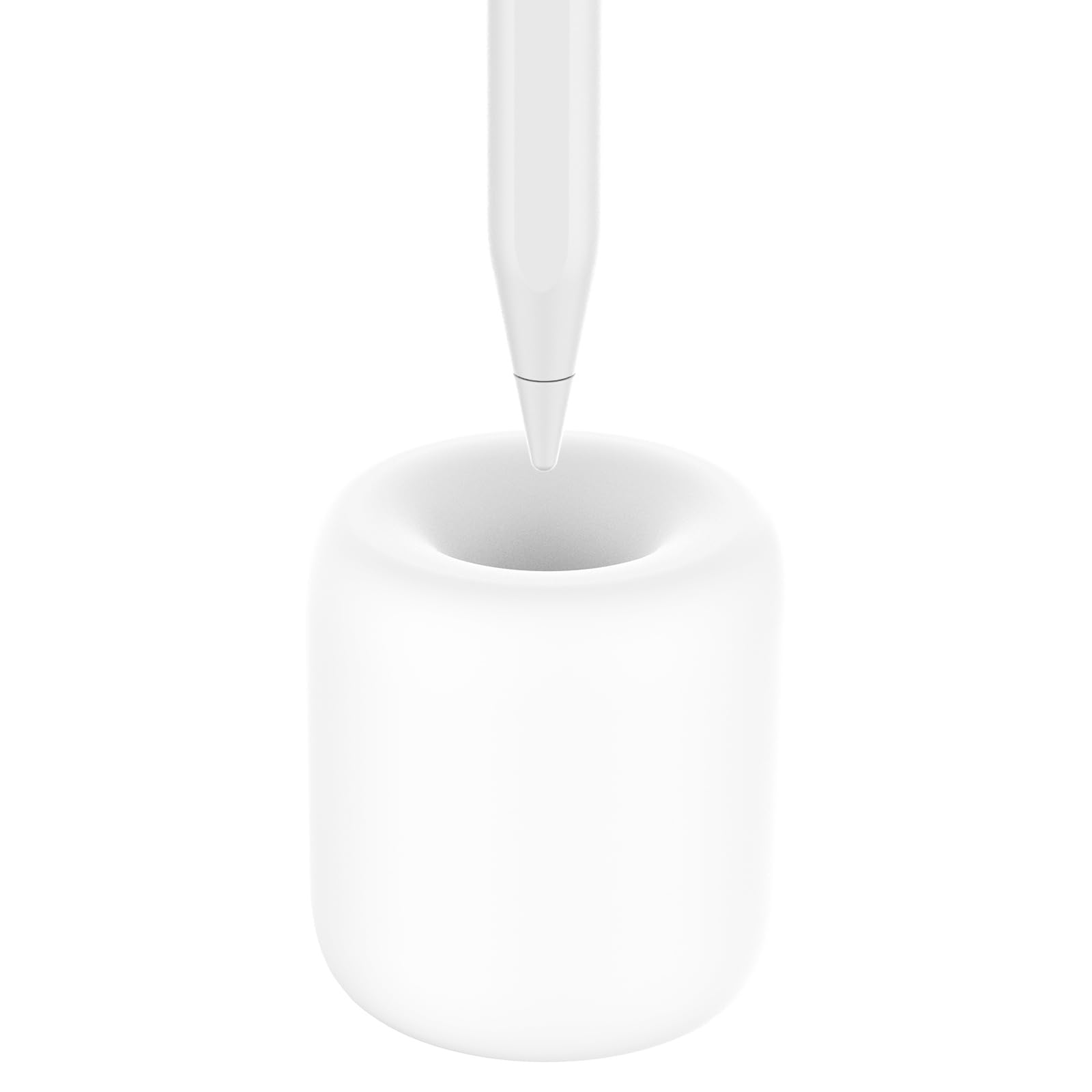 GeeRicPencil Stand Compatible with Apple Pencil 1st, 2nd Generation, Elegant Holder with/Without Sleeve or Grip Durable Silicone Stand Tip Protection White