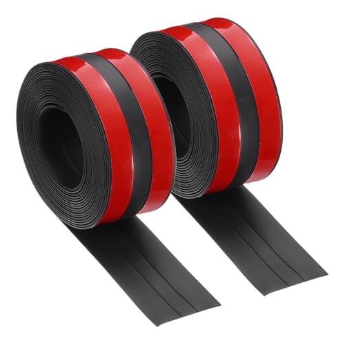 Image of uxcell 126 inchx1.5 inch Caulk Tape Waterproof Tape Not Go Moldy Double Line Self Adhesive Shower Tape Caulk Strips for Kitchen Countertop,Bathroom Toilet Floor Black 2Pcs
