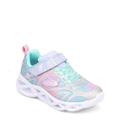 Skechers Kids Girls Sport Footwear, S, Lighted Sneaker, Silver/Multi, 11.5 Little Kid