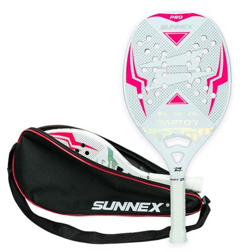 Sunnex - Raquete Beach Tennis Carbono 3K Pro Sunnex Raptor Rosa