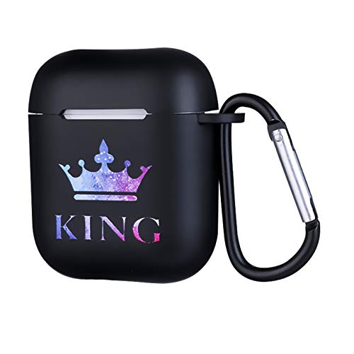 Fuguan King Queen Protective Silicone Case With Carabiner, Carrying Case For 1/2 Charging Case( 2 Kit 1) #TOP3