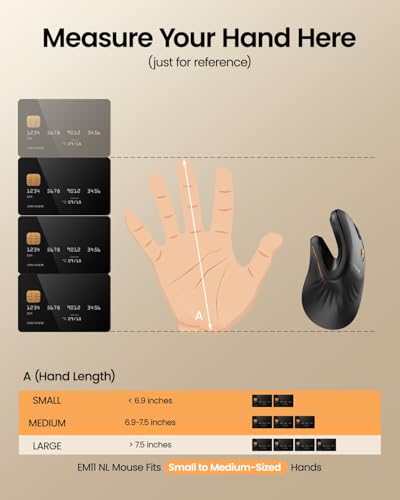 ProtoArc EM11 NL Ergonomic Wireless Vertical Mini Mouse, Rechargeable, 3 Adjustable DPI, Black - Image 4