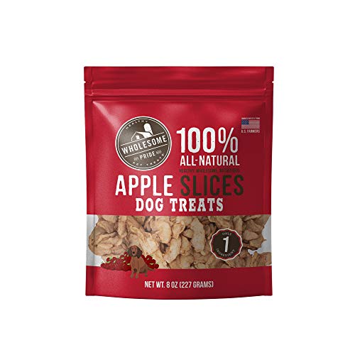 Wholesome Pride Apple Slices 8 oz - All Natural Healthy Dog Treats - Vegan, Gluten and Grain-Free Dog Snacks