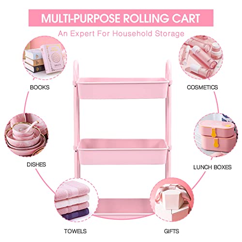 KINGRACK Storage Trolley Cart, 3 Tier Rolling Multi-Purpose Organiser, Organizer with Handles, Utility Cart Lock Wheels, Serving for Home, Office, Kitchen, Bathroom - Image 4