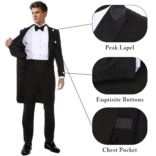 Mens Tailcoat Suit 2 Piece Slim Fit Mens Tuxedo for Wedding Double Breasted Swallow Tailed Coat Jacket Pants Set2