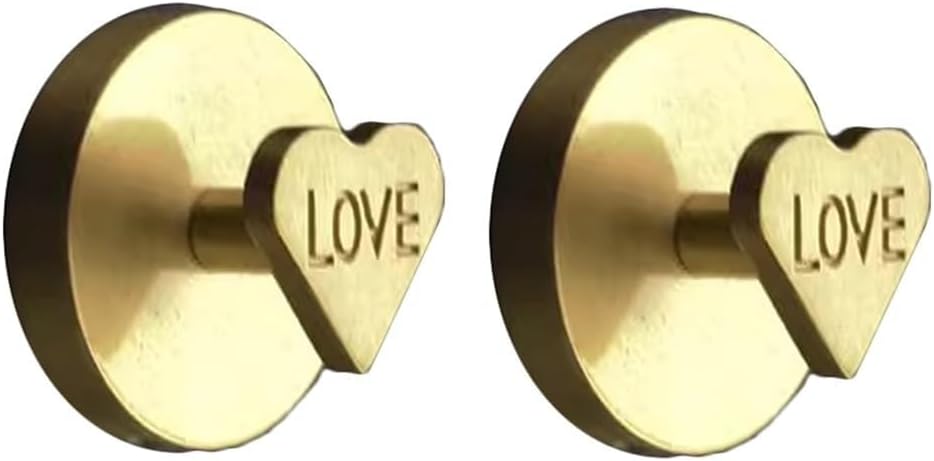 Decorative Hook Towel Hook Multi-Functional Hook Heart Shaped Brass Hook Coat Hat Hooks Wall Hooks Utility Hooks (Set of 2), Size