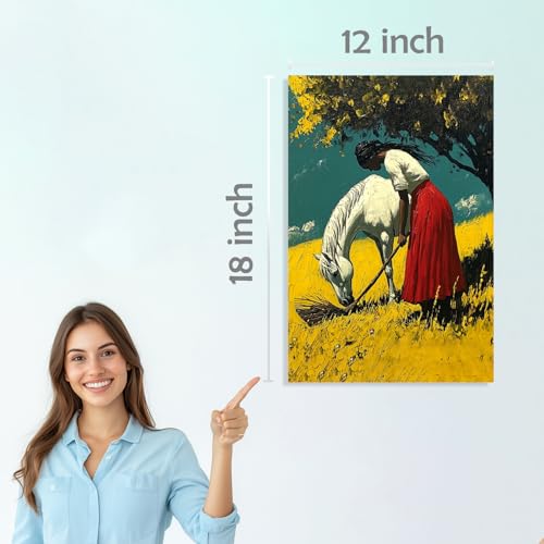 Image of SiddArtify Vintage Farmhouse Wall Art Prints Set - Equestrian Landscape Poster Decor for Living Room Bedroom - 12x18 inch Board Pack of 6