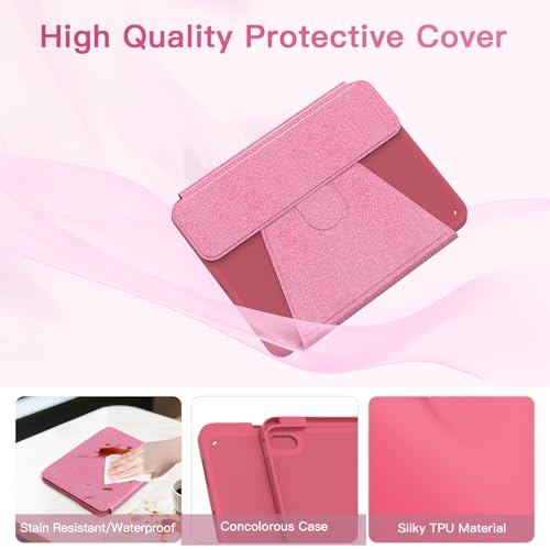 Image of RAYMCRAFT for iPad 11th(A16, 2025) /10th Generation Case with Keyboard, 360 Rotatable Case & Detachable Backlit Keyboard, Precision Cutouts and Pen Holder for iPad A16 11'' /10th 10.9'', Sparkling Pink