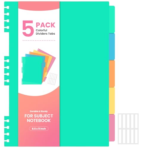 Intercalaires pour carnet à spirale de 21,6 x 27,9 cm, idéal bureau et cours
