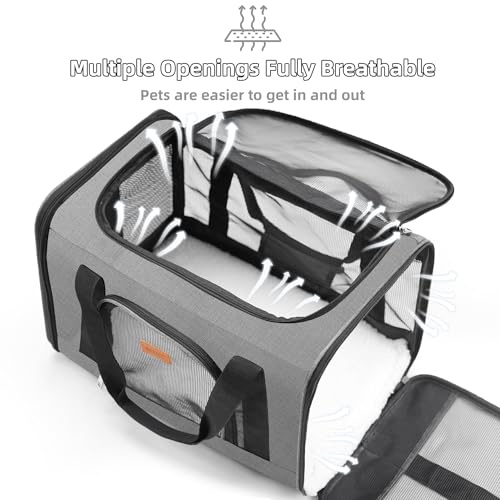 ROYPET Cat Carrier,Portable Pet Carrier Bag for Cats and Small Dogs,Foldable Soft-Sided and Scratch-Proof mesh Cat Bag Pet Carriers,Airline Approved Pet Carrier,Pet Travel Carrier Up to 15 Lbs,Grey - Image 5