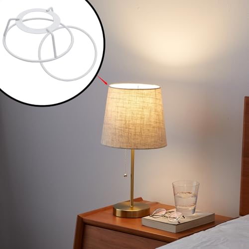 Image of KUMGROT 3.94 Inch Lamp Shades, Creative Harp Shade, Metal Iron Lamp for Bedroom And Living Room Lamps, 2 Set White Shade Frame
