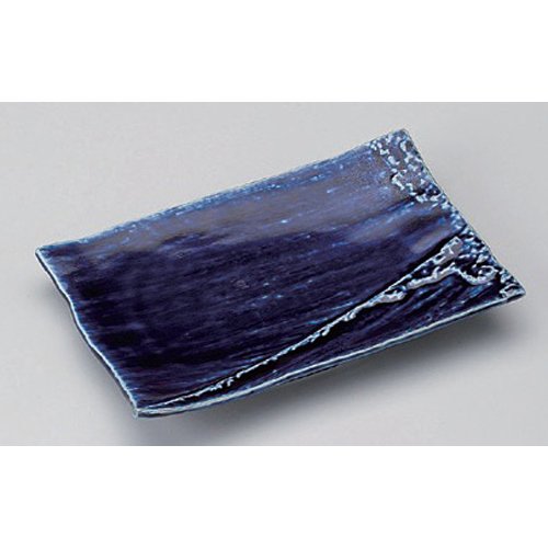 Amazon.com: せともの本舗 Pottery Plate, Indigo Navy Blue Shibuki
