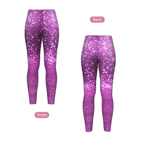 Leggings de compresión suave para mujer morados con purpurina 4