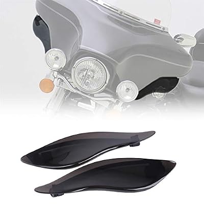 KIWI MASTER Adjustable Air Deflectors for 2014-2024 Harley Touring Electra/Street/Tri Glide Accessories Side Wings Windshield Fairing Side Cover Shield, Dark Smoke, Pair