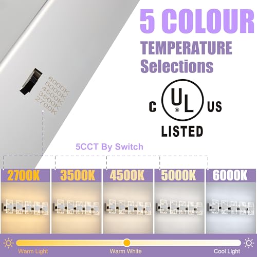 Image of Modern LED Bathroom Light Fixtures Dimmable 5-Light Chrome Vanity Light | 5CCT Adjustable Lighting, Smoked Acrylic LED Vanity Lights, Wall Sconces for Bathroom, Dimmable 6000K
