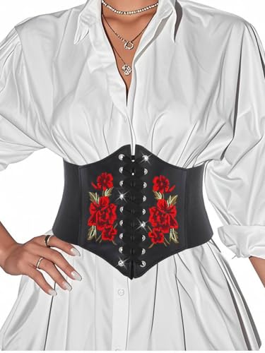 Urieo Flower Leather Corset Belt for Women2