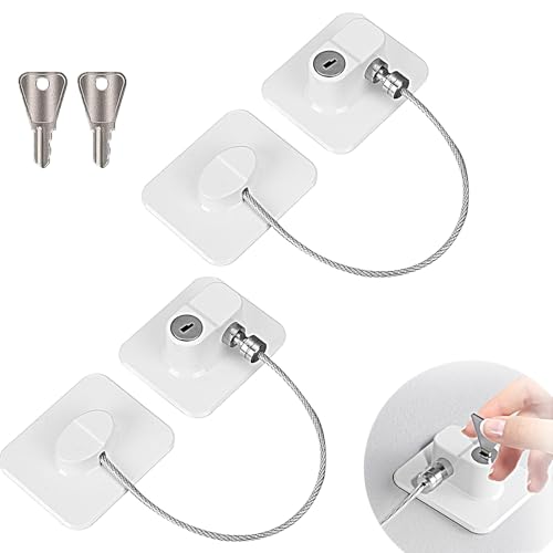 2 Piezas Lucchetto per Frigorifero con Chiave Chiusure Sicurezza Bambini Lucchetto per Frigorifero Bambini Lucchetto per Armadio Lucchetto Armadio Blocco per Frigo Cassetto Armadi（bianco)