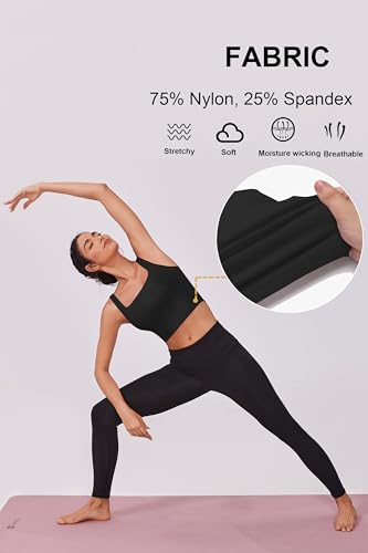 Image of PINSPARK Sports Bra for Women Square Neck Longline Tank Top with Built in Bra