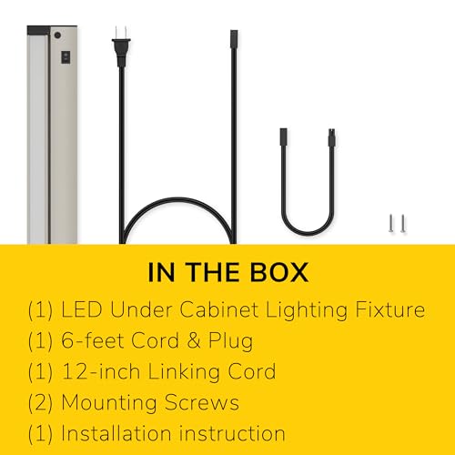 Image of GETINLIGHT 16-Inch Plug-in Swivel LED Under Cabinet Light, 2-CCT, Nickel