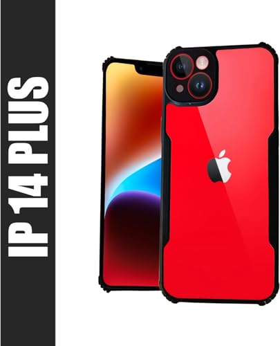 Image of AIBEX Crystal Clear Back Cover Case for Apple iPhone 14 Plus | 360 Degree Protection | Shock Proof Design | Transparent Back Cover Case (PC & TPU, Black Bumper)