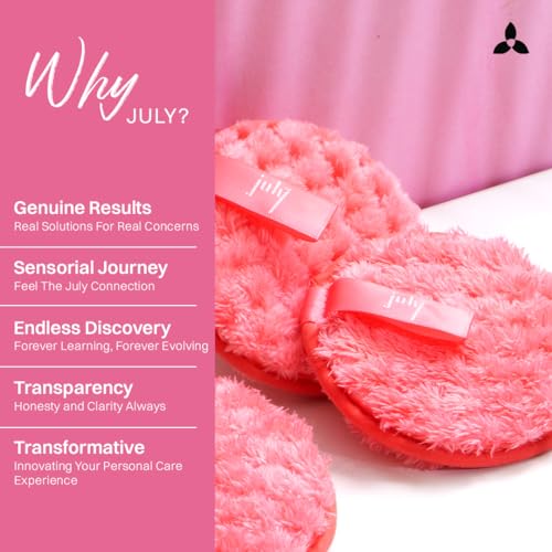Image of July Soft & Gentle Cleansing Reusable Makeup Remover Cleansing Pads - Pack of 2 | Easily Removes Stubborn Face & Eye Makeup (Big, Pink)